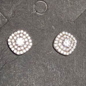 Sparkly Multilayer Stud Sterling Silver Earrings